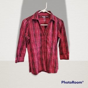 Laura Scott Plaid Blouse